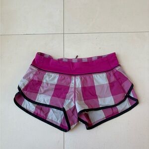 Lululemon Athletica Magenta and White Checkered Athletic Shorts